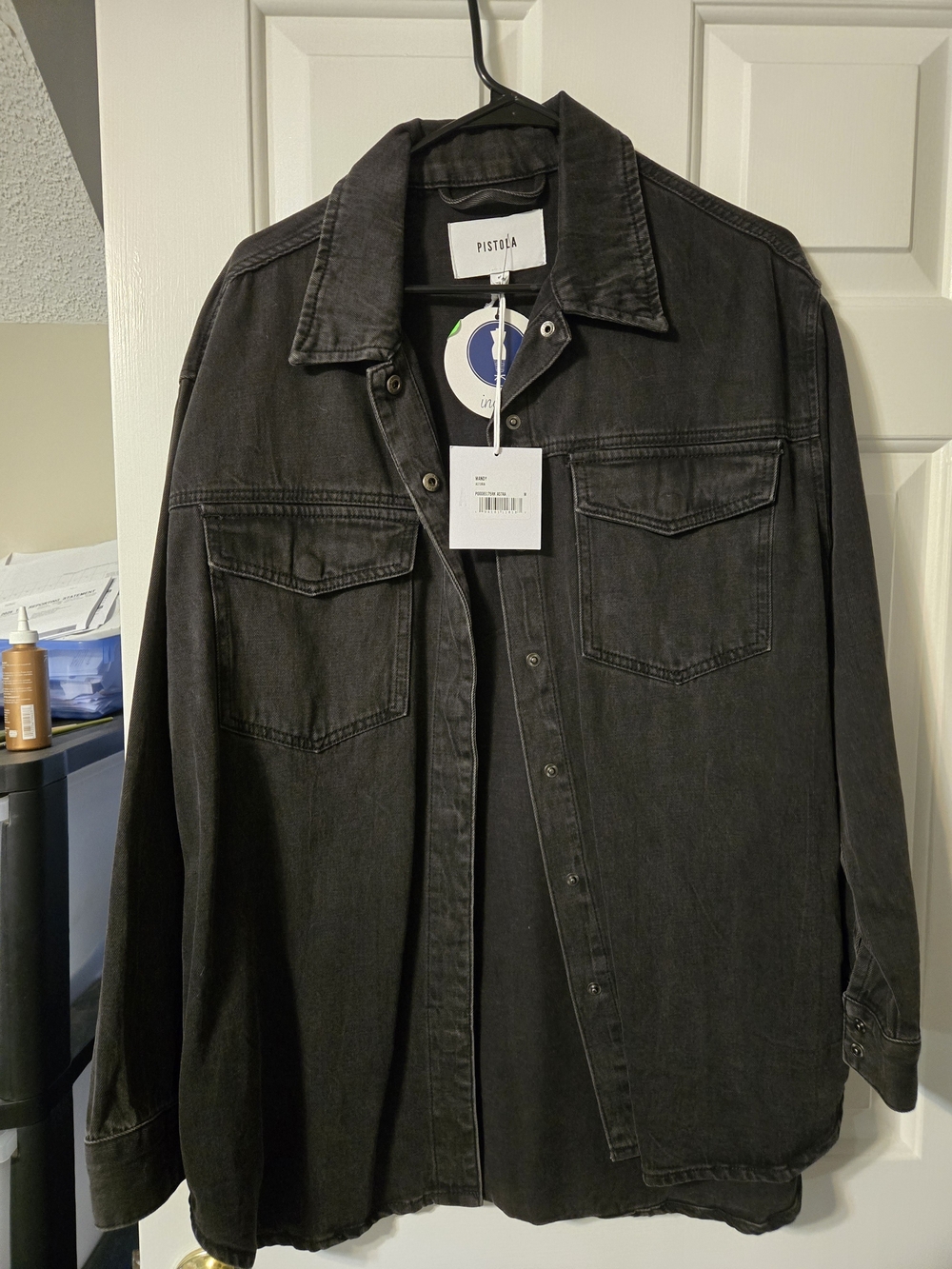 pistola Black Washed Denim Shacket - Long Sleeve